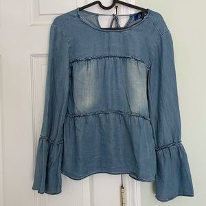 Chambray tiered blouse